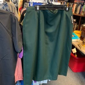 Green lined wool skirt size 18